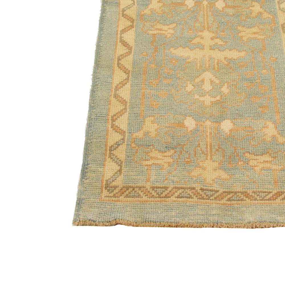 Hand-Woven Contemporary Turkish Donegal Runner Rug with Brown and Ivory Botanical Pattern For Sale