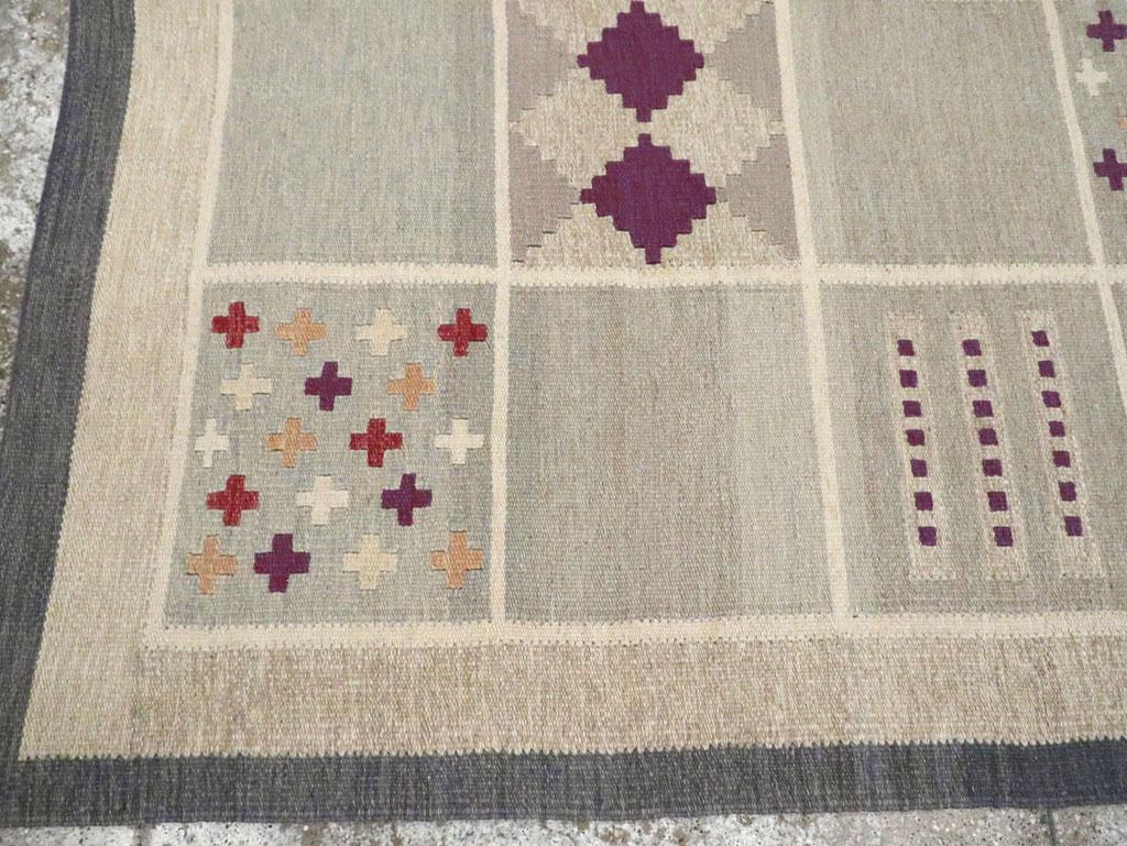 Contemporary Turkish Flat-Weave Accent Rug Inspired by Swedish Kilims For Sale 1