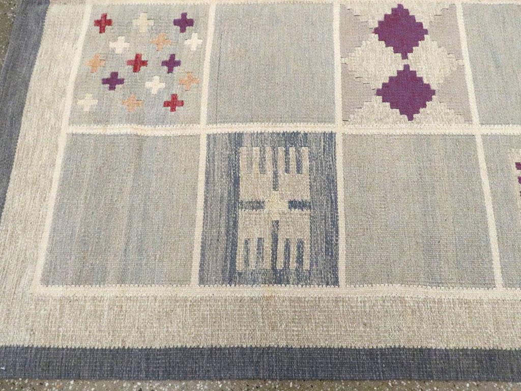 Contemporary Turkish Flat-Weave Accent Rug Inspired by Swedish Kilims For Sale 2