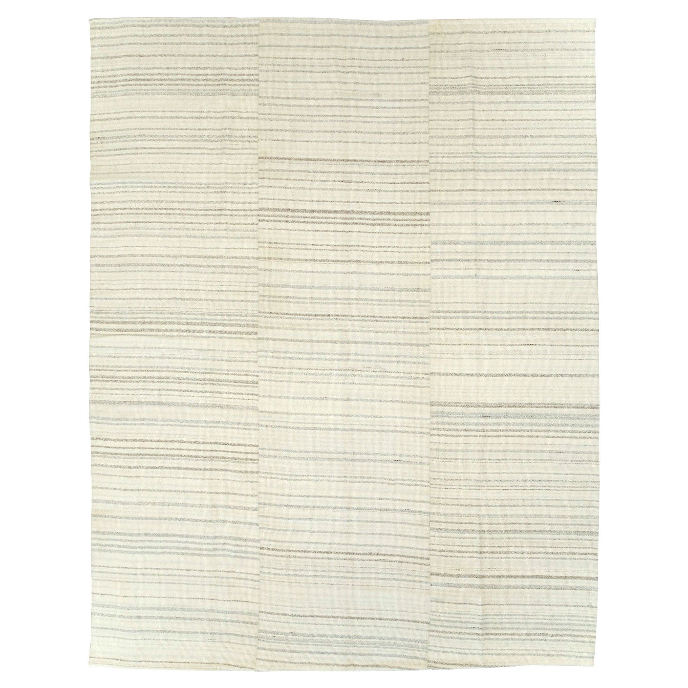 Tappeto turco contemporaneo a tessitura piatta Kilim di colore beige per ambienti