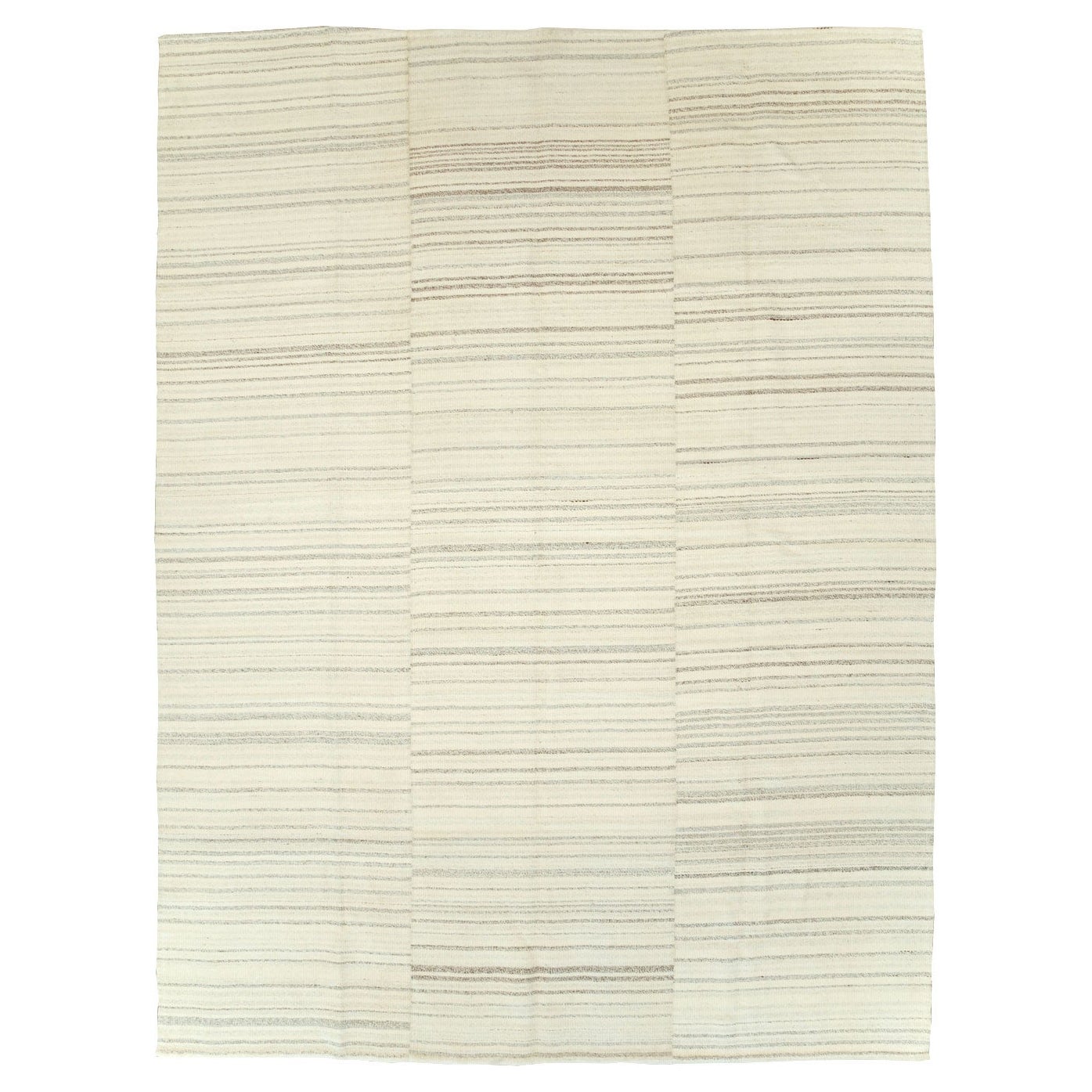 Tappeto turco contemporaneo a tessitura piatta Kilim di colore beige per ambienti