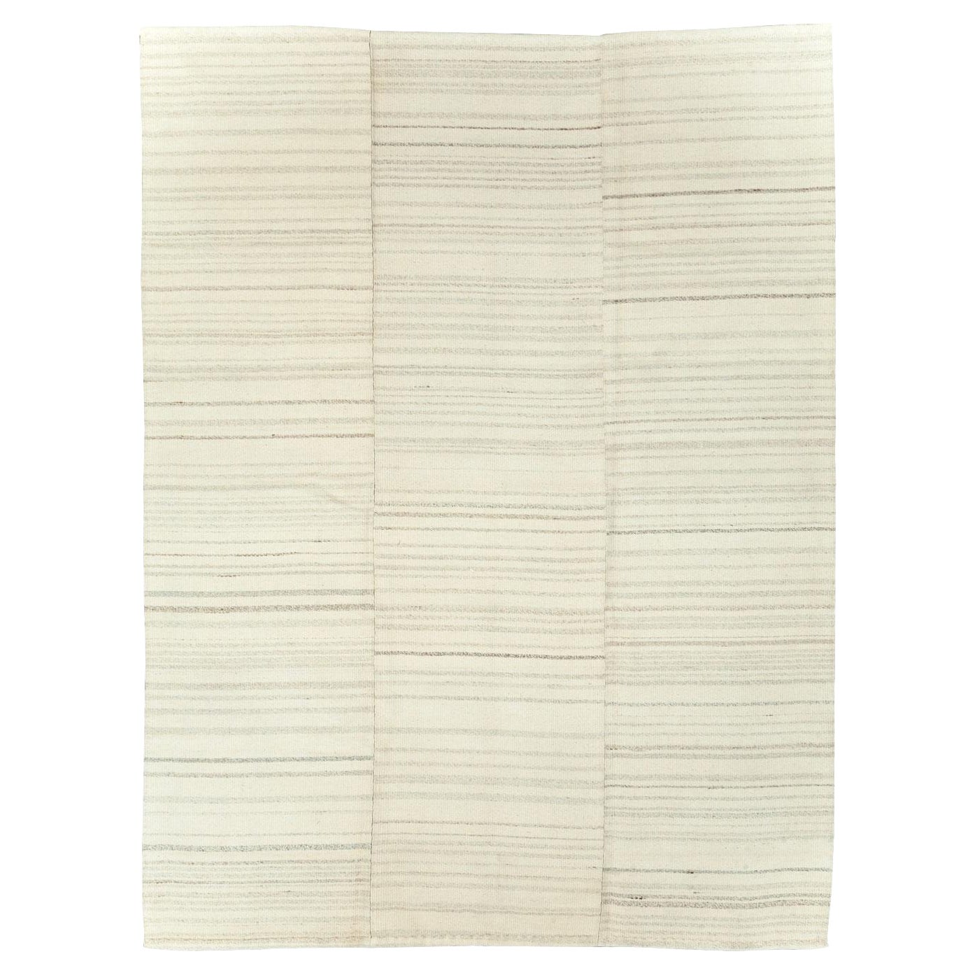 Tappeto turco contemporaneo a tessitura piatta Kilim di piccole dimensioni in Beige
