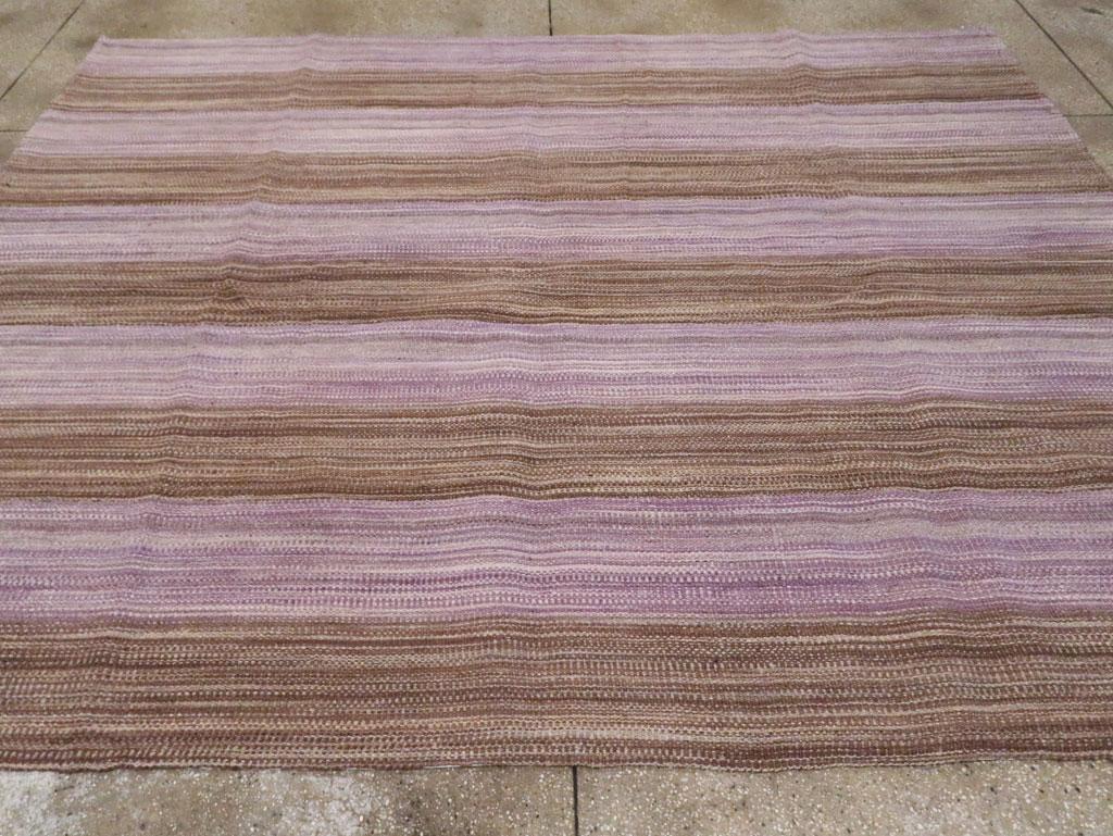 Contemporary Turkish Flatweave Kilim Small Room Size Carpet in Purple and Brown In New Condition For Sale In New York, NY