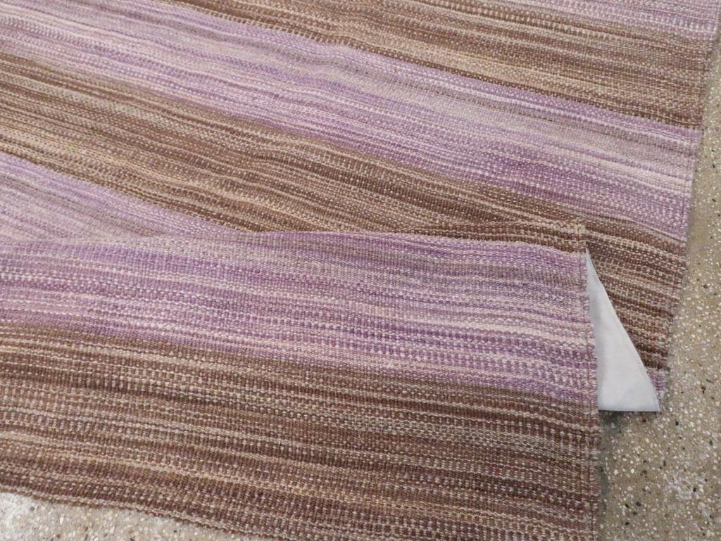 Contemporary Turkish Flatweave Kilim Small Room Size Carpet in Purple and Brown For Sale 2