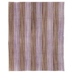 Contemporary Turkish Flatweave Kilim Small Room Size Carpet in Purple and Brown
