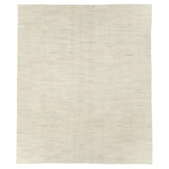 Contemporary Turkish Flatweave Large Carpet in Beige White