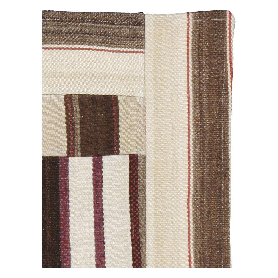 Modern Contemporary Turkish Flatweave Patchwork Throw Rug For Sale