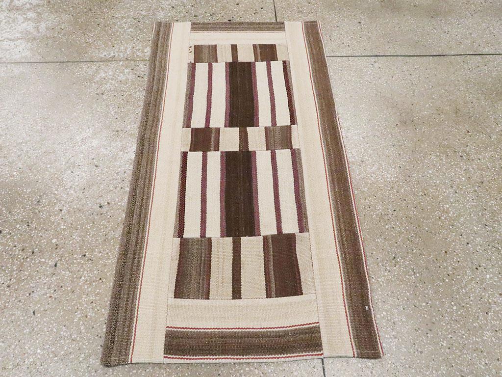 Hand-Woven Contemporary Turkish Flatweave Patchwork Throw Rug For Sale
