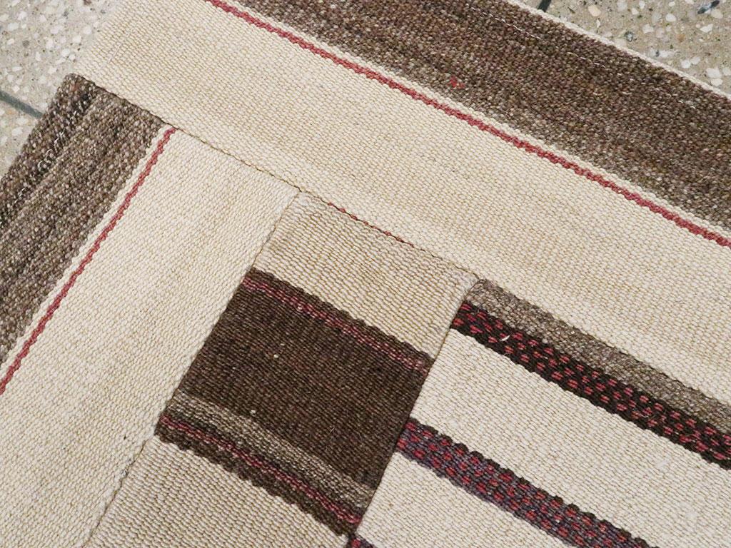 Wool Contemporary Turkish Flatweave Patchwork Throw Rug For Sale