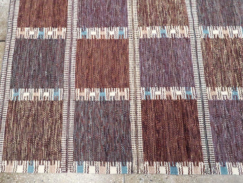 Contemporary Turkish Flat-Weave Room Size Carpet Inspired by Swedish Kilims For Sale 1