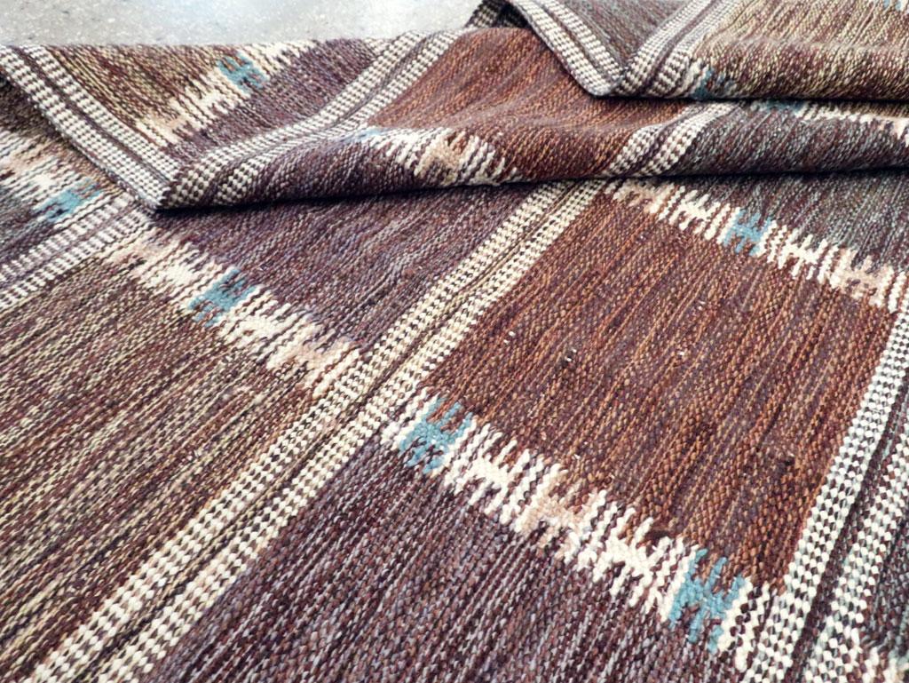Contemporary Turkish Flat-Weave Room Size Carpet Inspired by Swedish Kilims For Sale 3