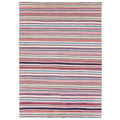 Tapis turc contemporain fait à la main à tissage plat, de taille normale, aux couleurs vives