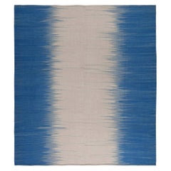 Contemporary Turkish Kilim Beige and Blue Wool Rug by Doris Leslie Blau