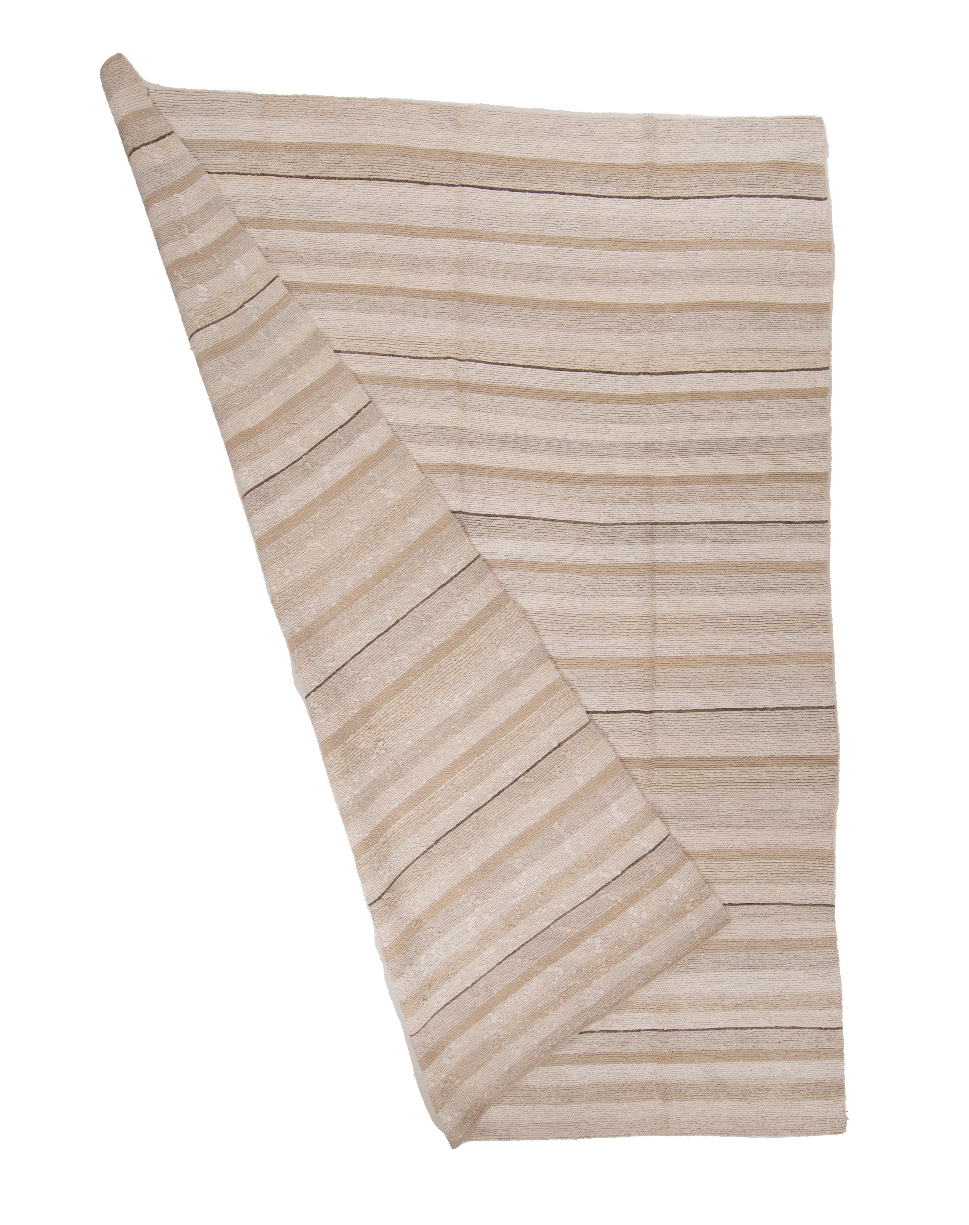 Hand-Woven Contemporary Turkish Large Sumak Rug Made with Recycled Hemp