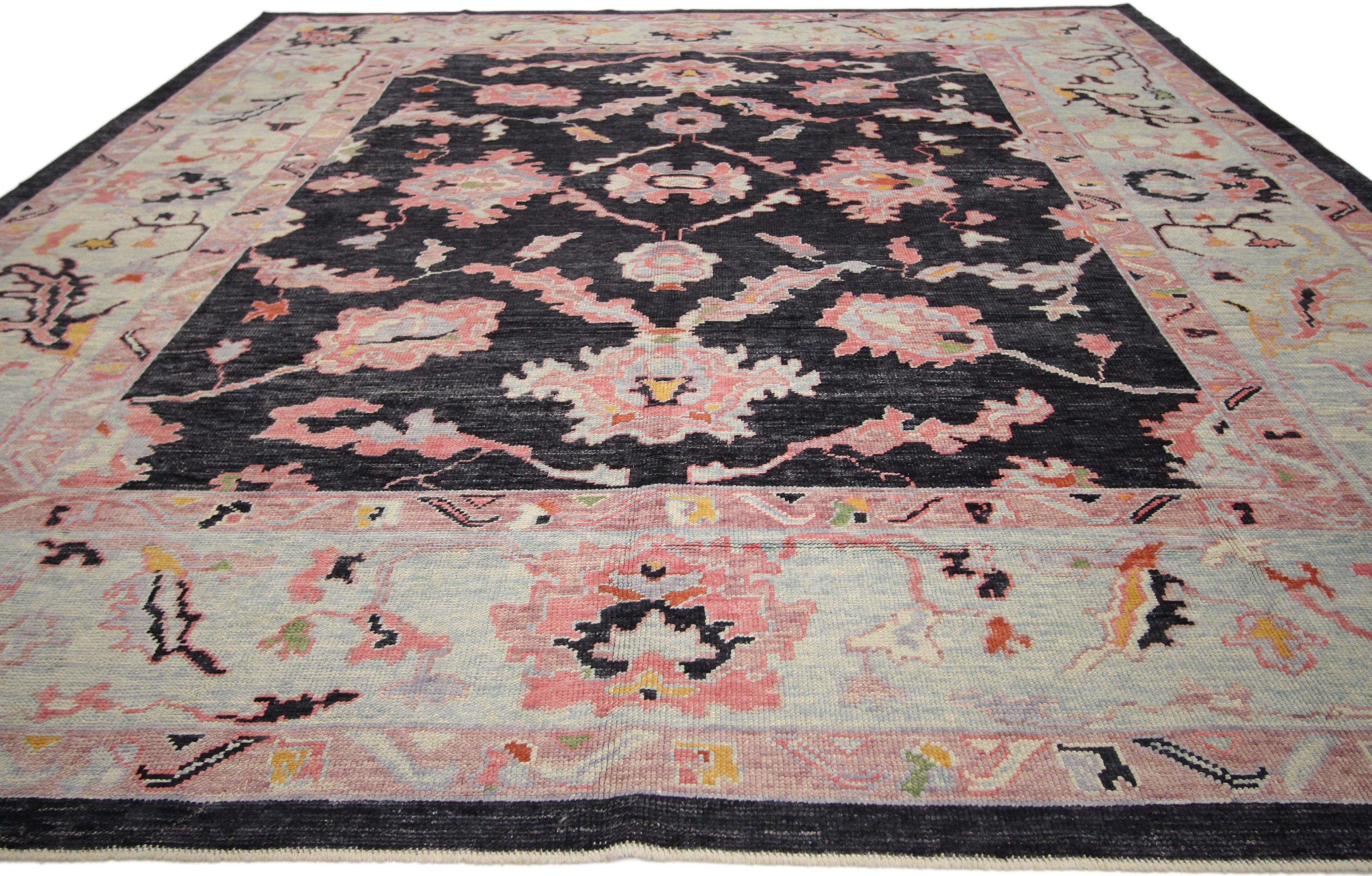 Wool Contemporary Turkish Oushak Area Rug with Modern Colors For Sale