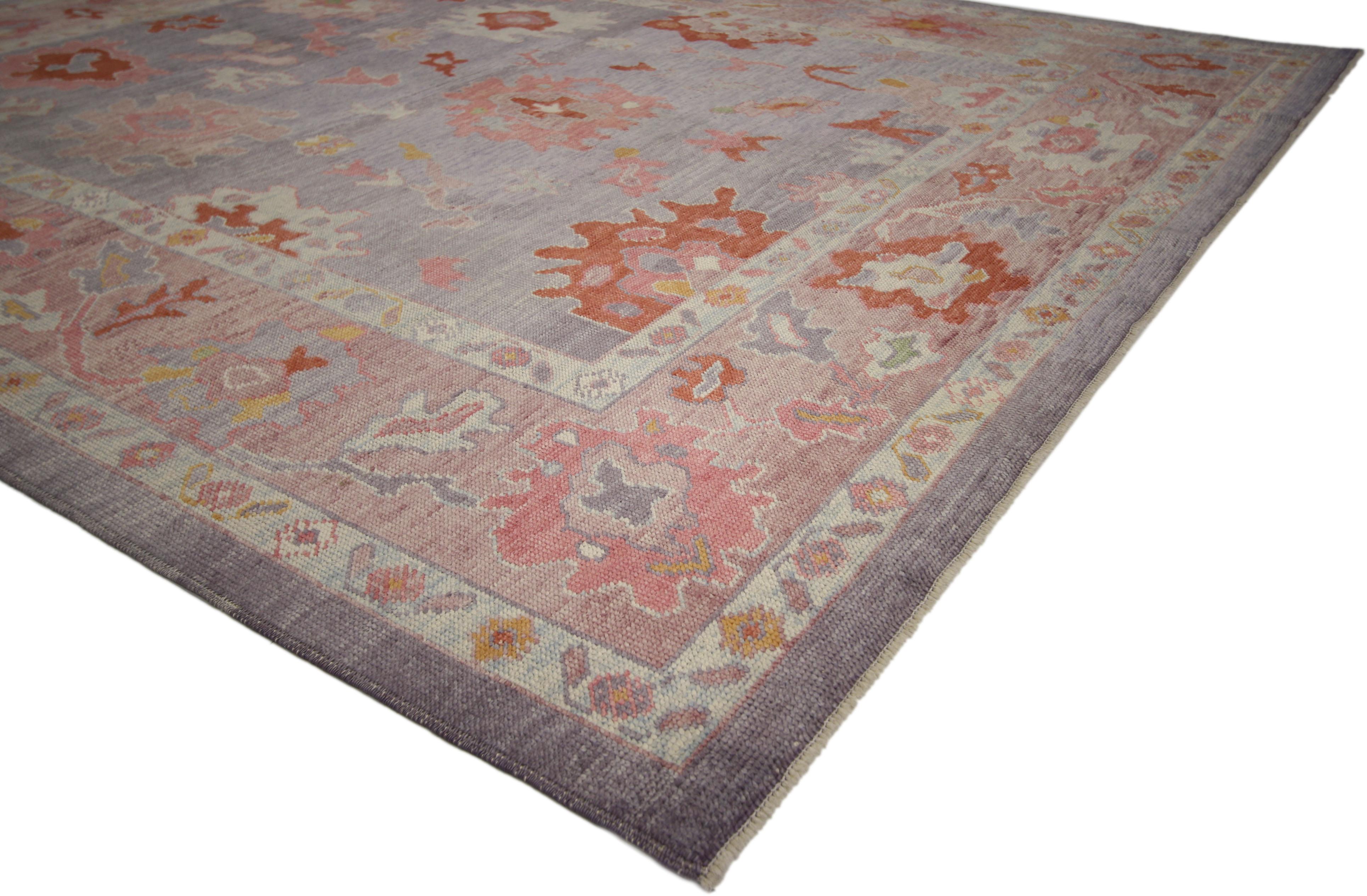 Contemporary Turkish Oushak Area Rug with Modern Colors 1