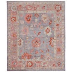 Contemporary Turkish Oushak Area Rug with Modern Colors