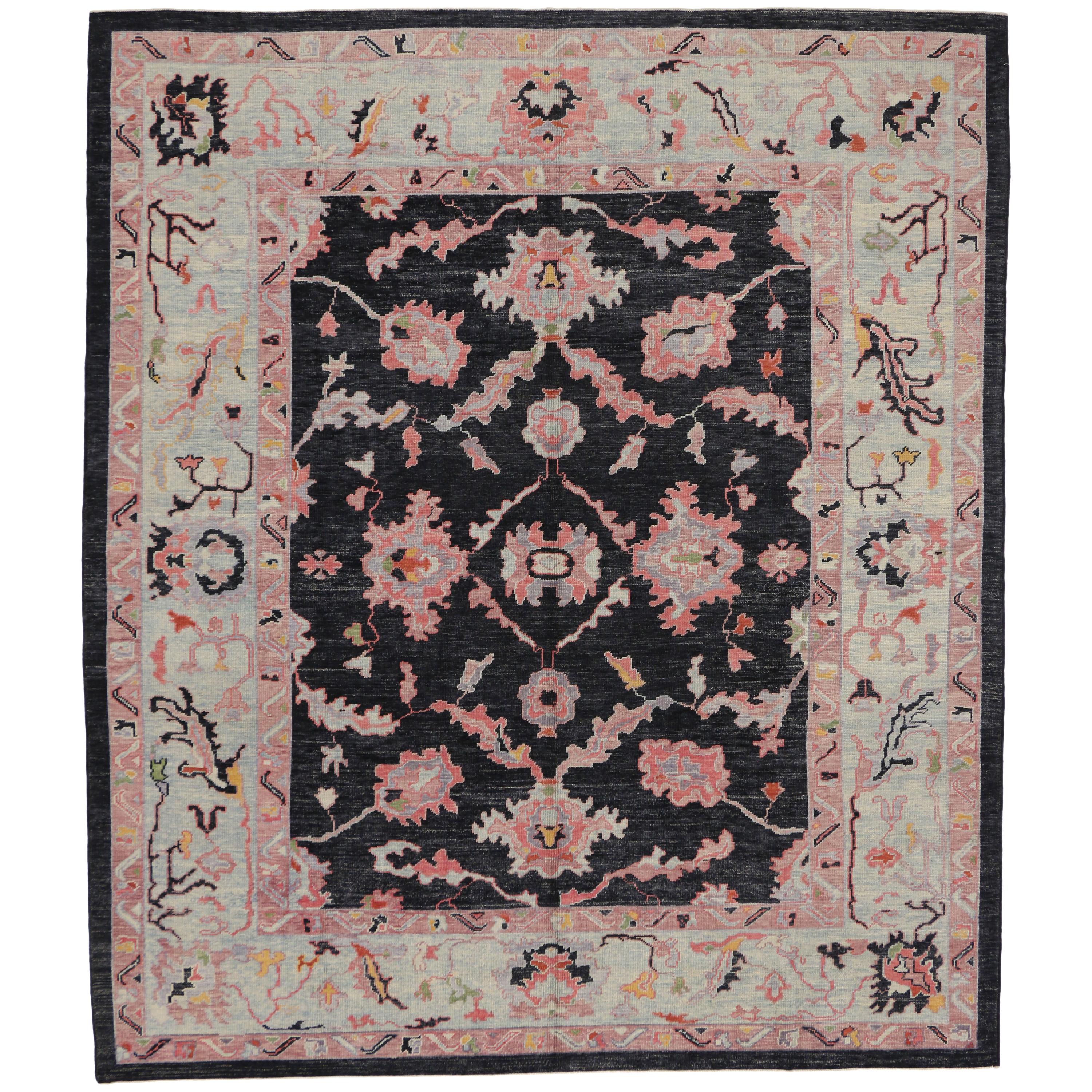 Contemporary Turkish Oushak Area Rug with Modern Colors For Sale