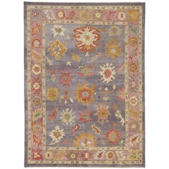 Contemporary Turkish Oushak Area Rug with Modern Colors