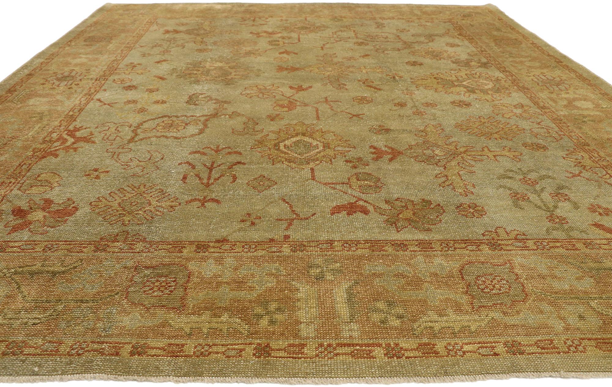 Zeitgenössischer türkischer Oushak-Teppich im rustikalen Arts & Crafts-Stil (Türkisch) im Angebot