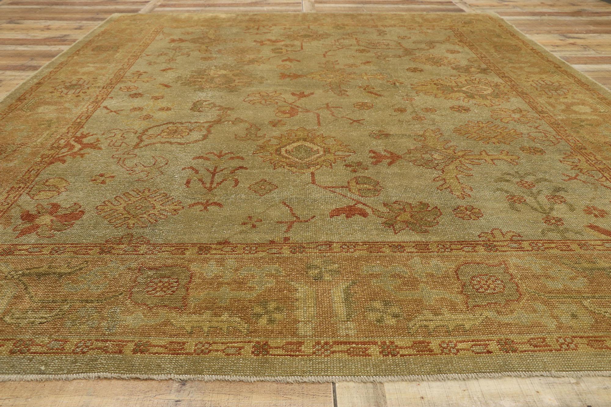 New Contemporary Turkish Oushak Rug with Rustic Arts & Crafts Style For Sale 2