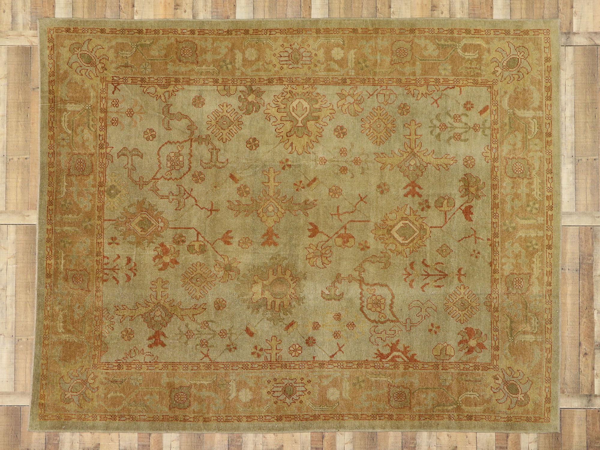 New Contemporary Turkish Oushak Rug with Rustic Arts & Crafts Style For Sale 3
