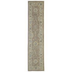 New Contemporary Turkish Oushak Hallway Runner with Transitional Style