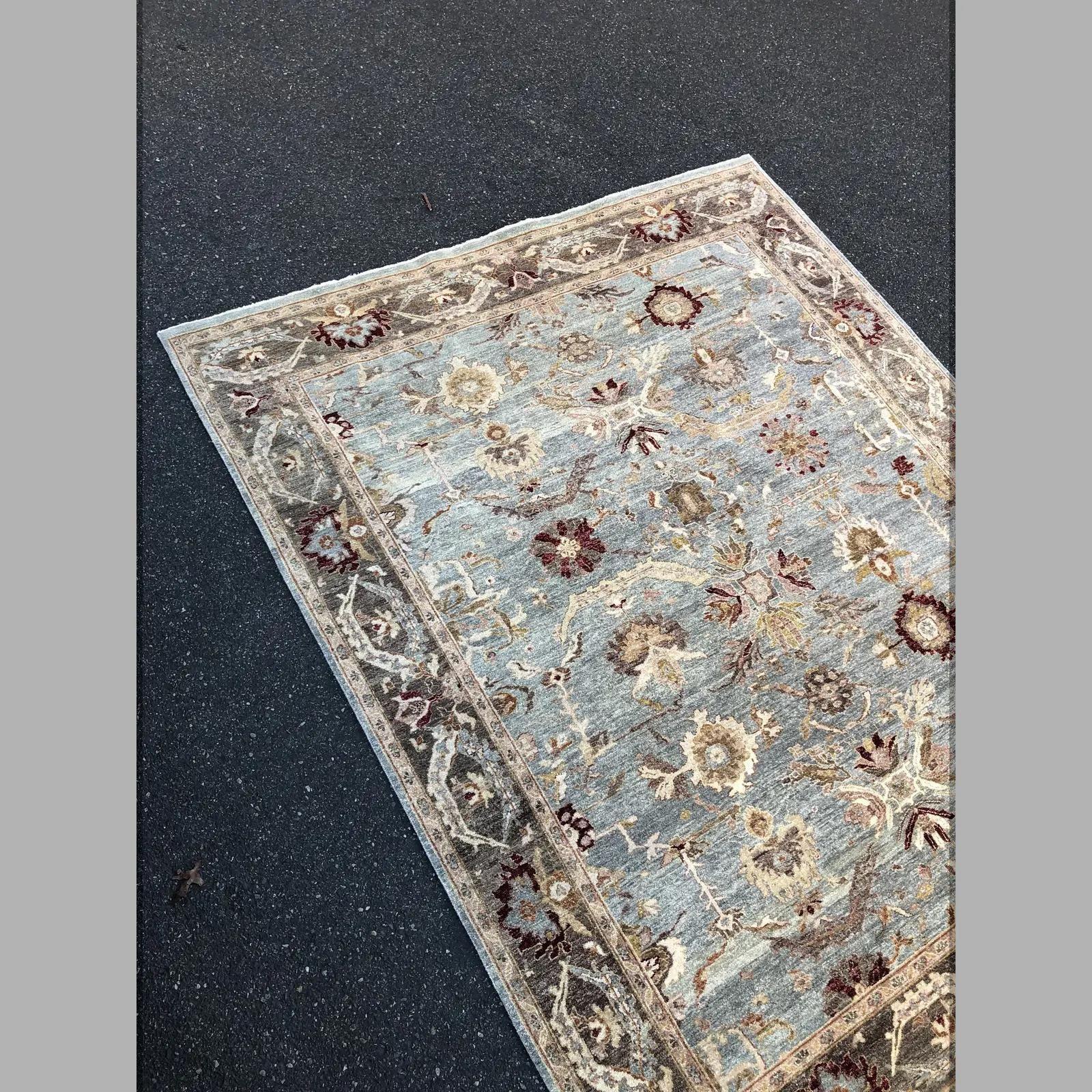 Contemporary Turkish Oushak Hand-Knotted Wool Rug For Sale 5