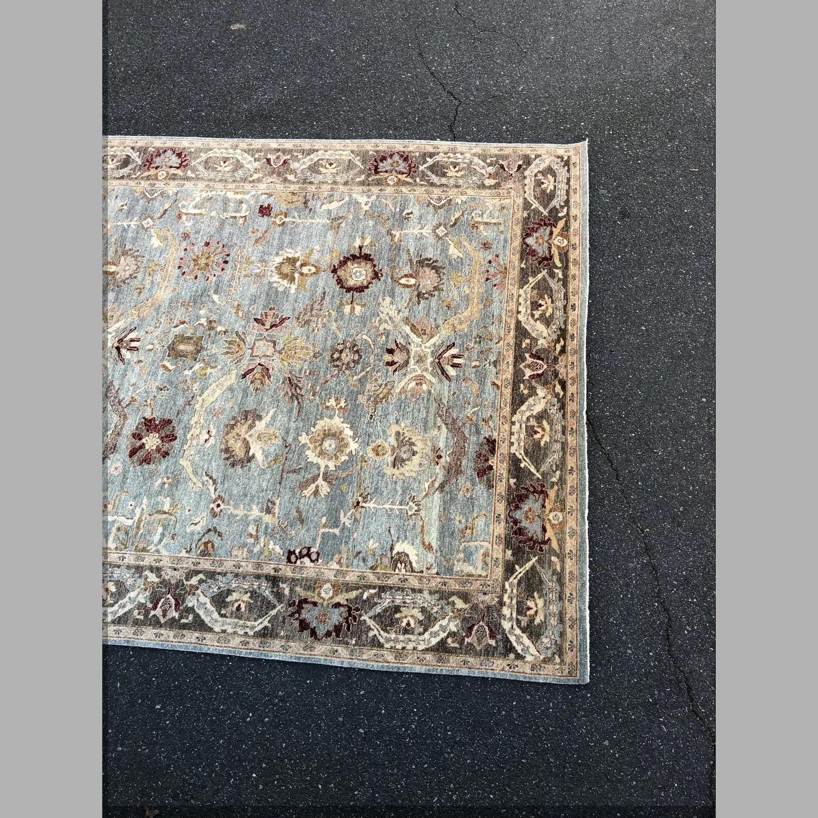 Contemporary Turkish Oushak Hand-Knotted Wool Rug For Sale 6