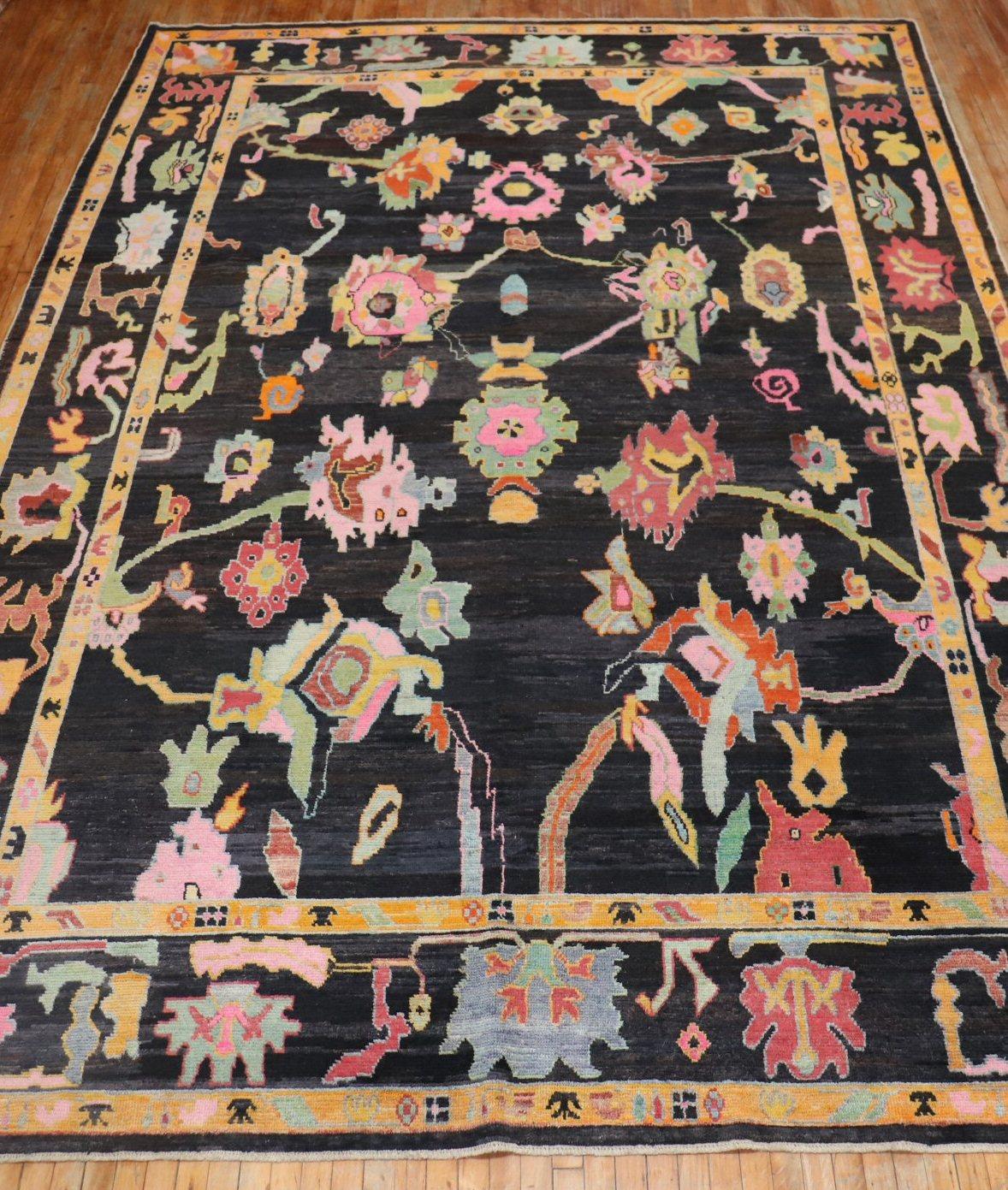 Contemporary Turkish Oushak Inspired Multicolor Rug For Sale 8