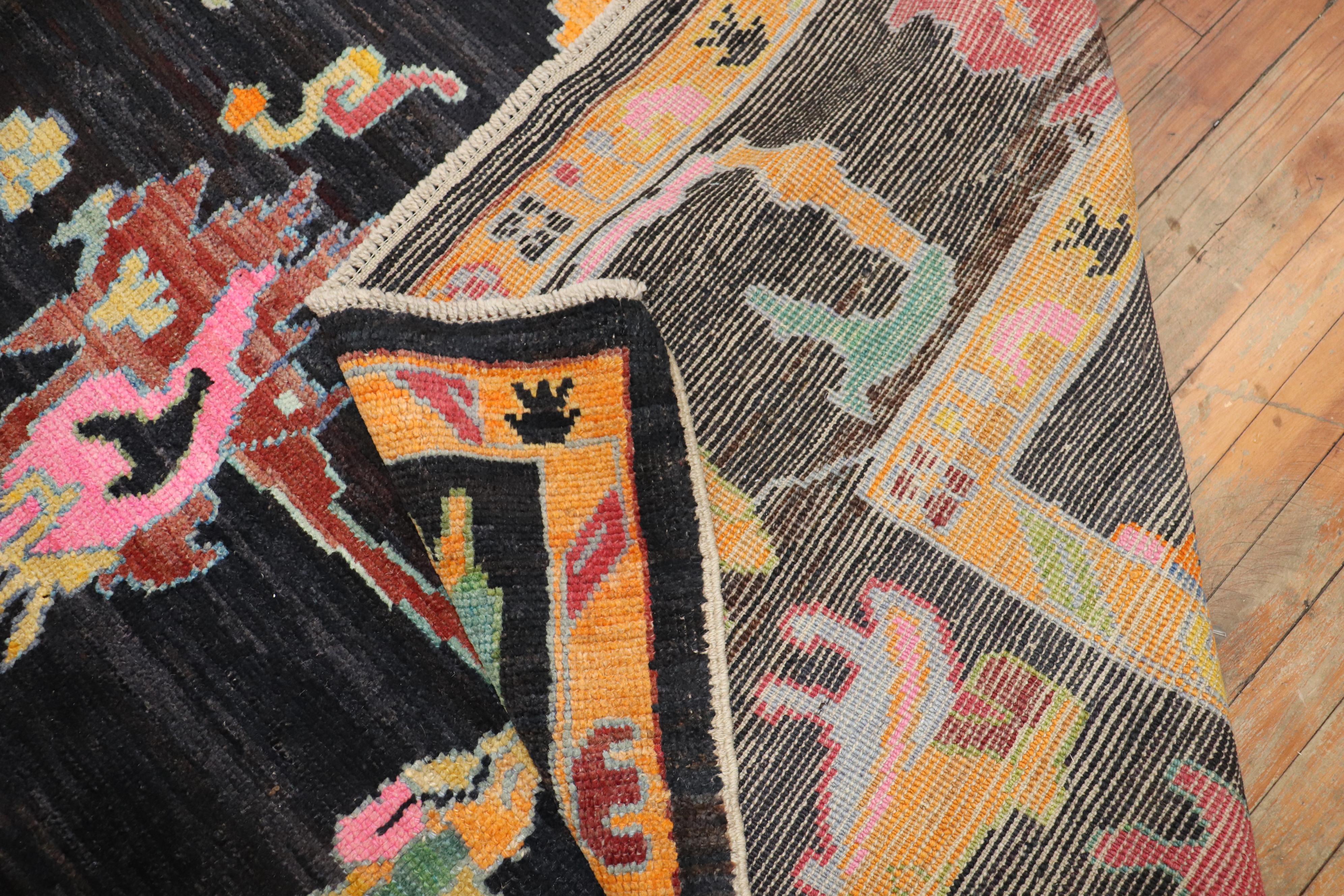 Hand-Woven Contemporary Turkish Oushak Inspired Multicolor Rug For Sale