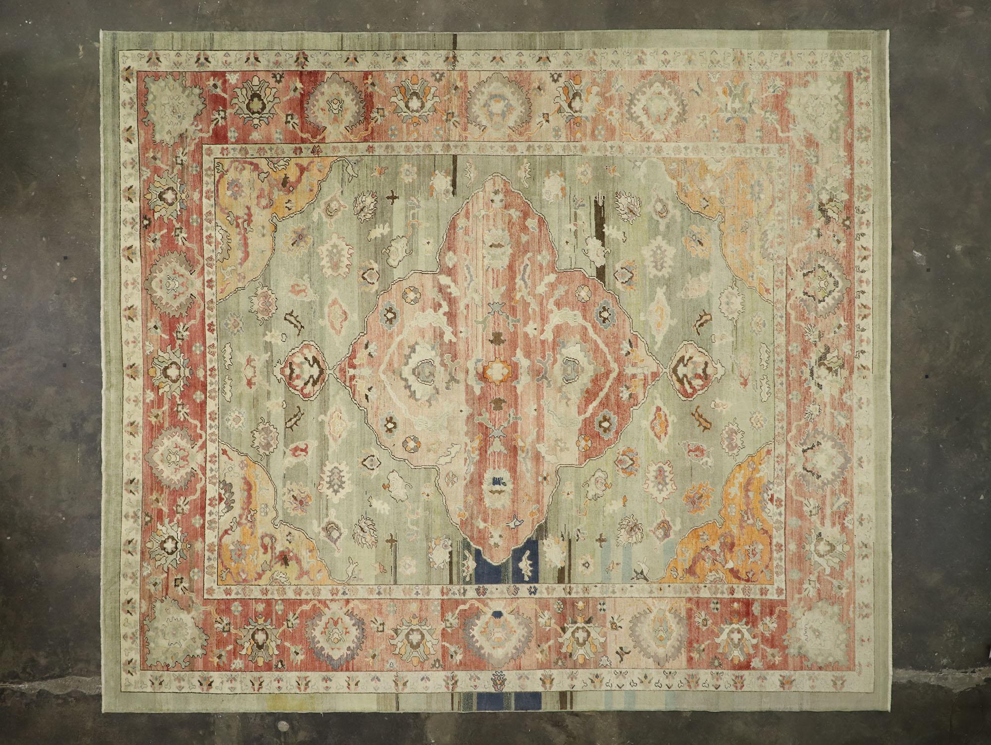 Alfombra turca moderna Oushak, la elegancia contemporánea se une al diseño biofílico en venta 1