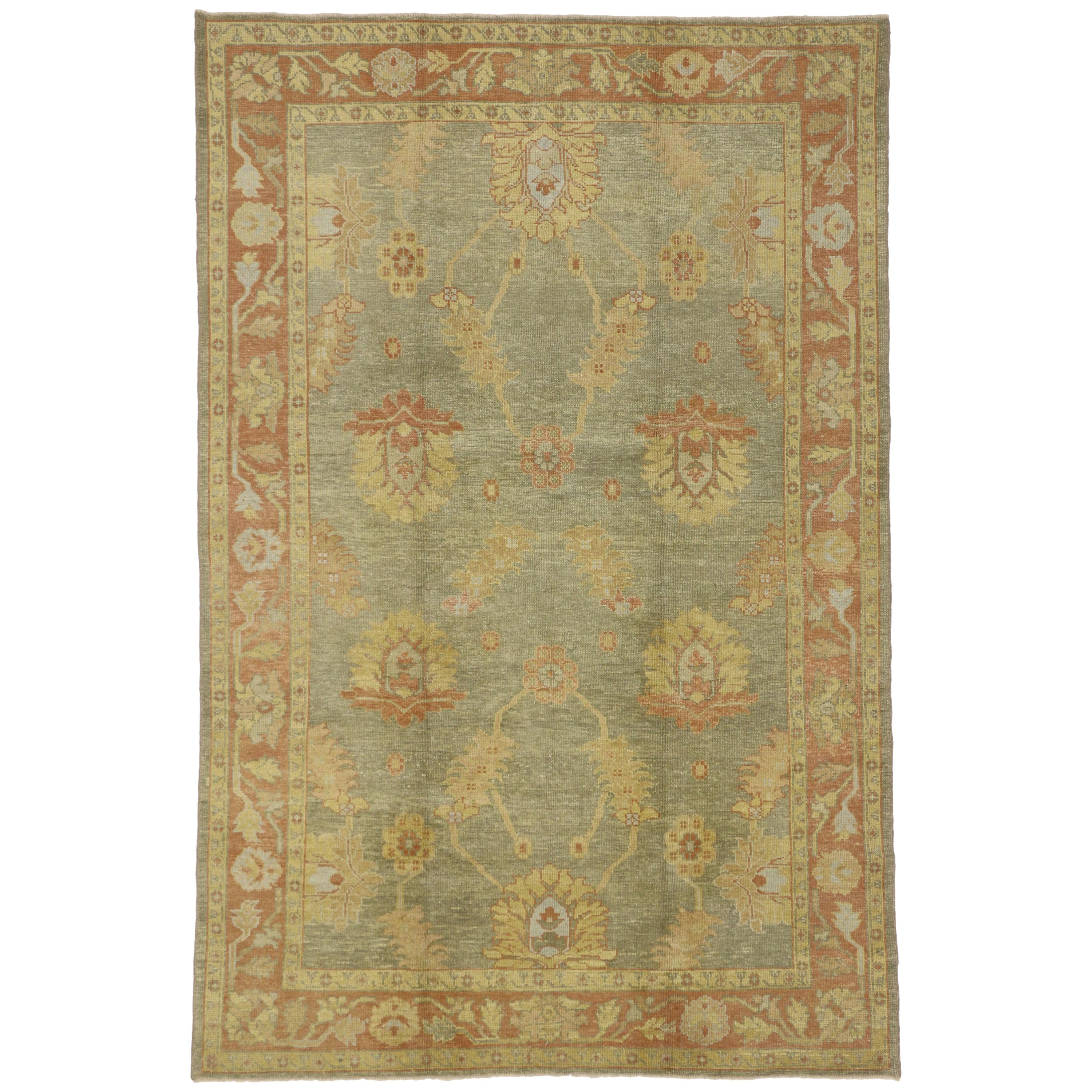 Tappeto Oushak turco contemporaneo con stile inglese