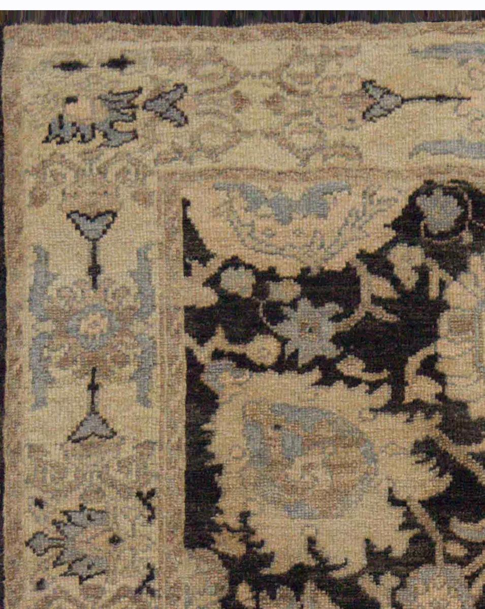 Contemporary Turkish Oushak Rug with Mixed Beige, Black and Gray Floral Details In New Condition For Sale In Dallas, TX
