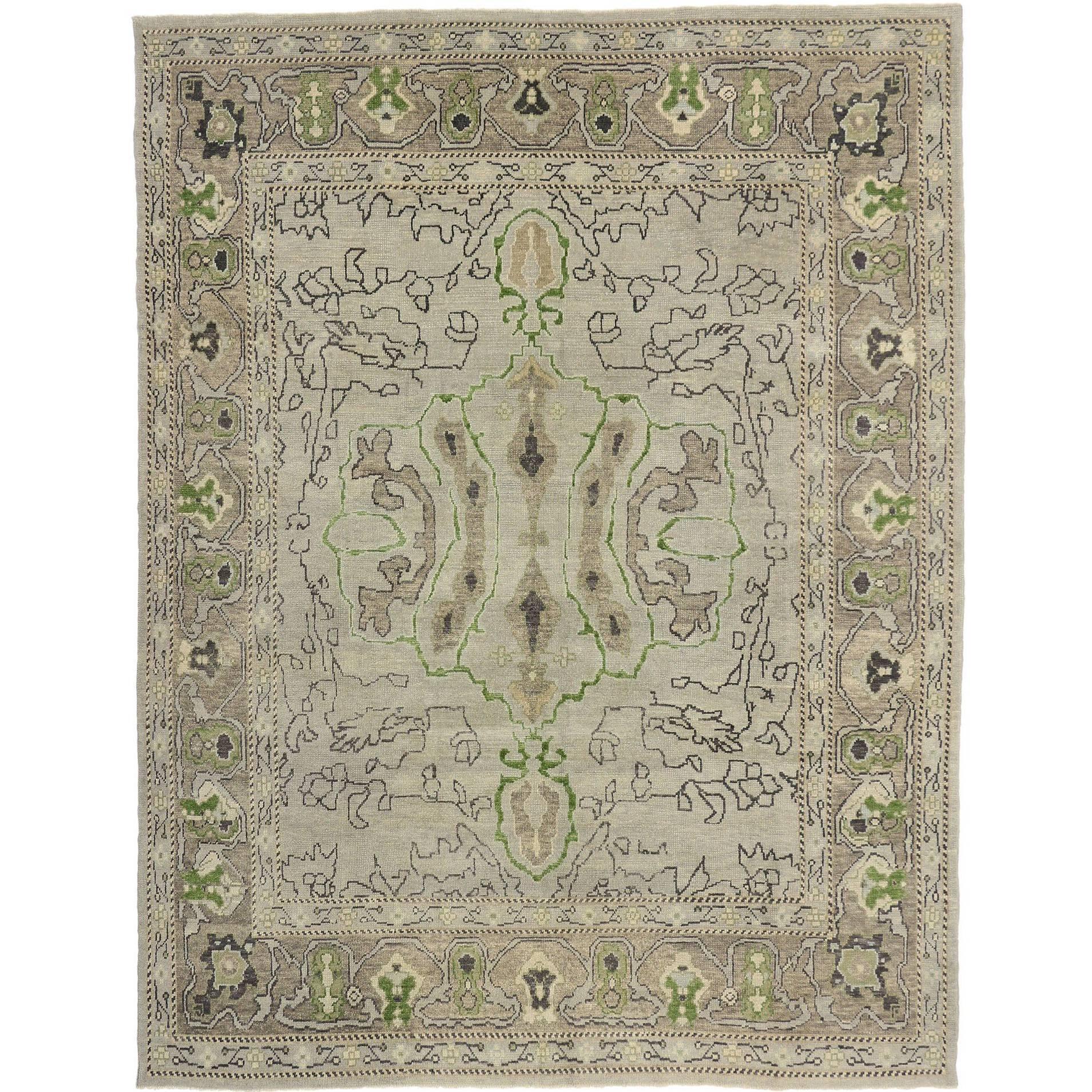 Contemporary Turkish Oushak Rug with Modern Style