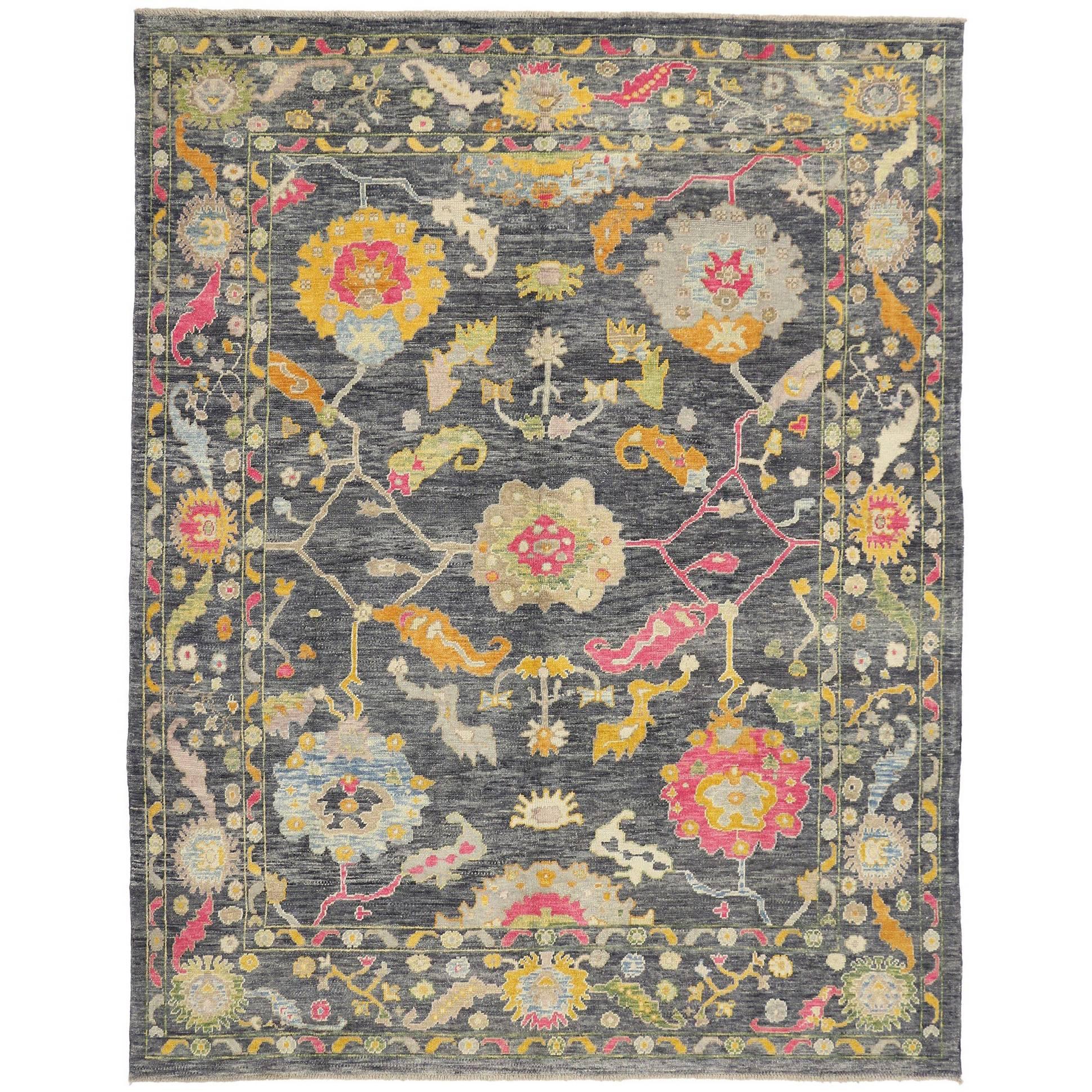 Colorful New Contemporary Turkish Oushak Rug with Modern Style