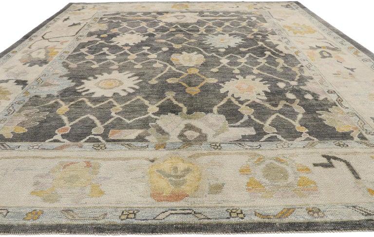 Contemporary Turkish Oushak Rug with Modernist Neoclassic Chippendale ...