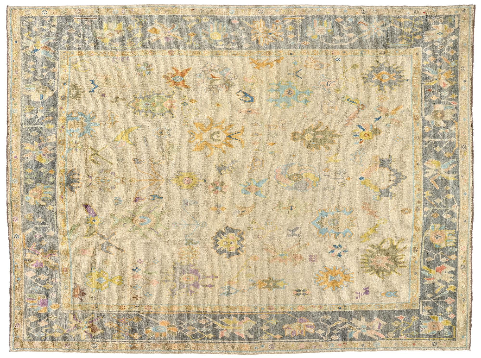 New Colorful Turkish Oushak Carpet with Modern Style For Sale 3