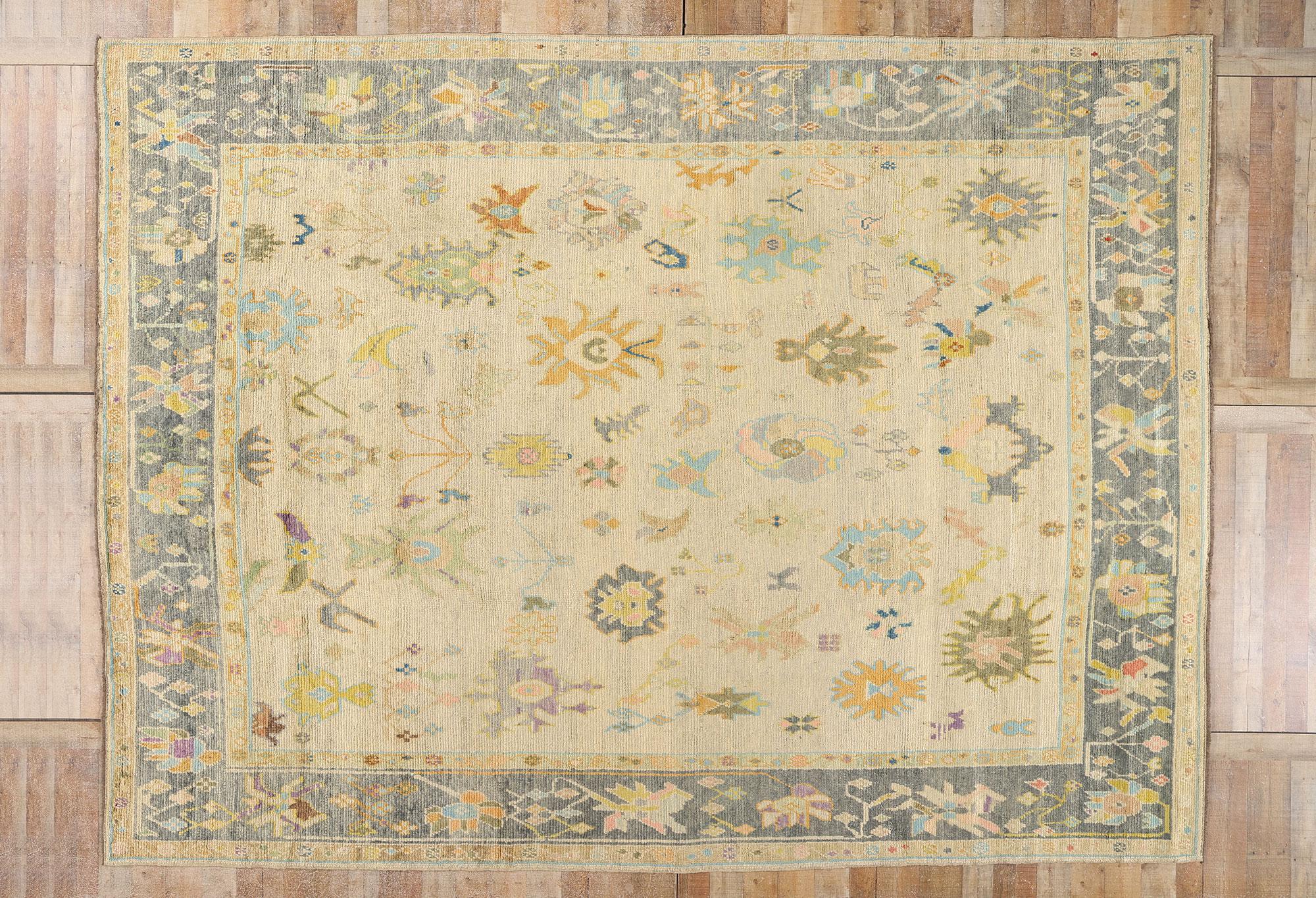 New Colorful Turkish Oushak Carpet with Modern Style For Sale 2