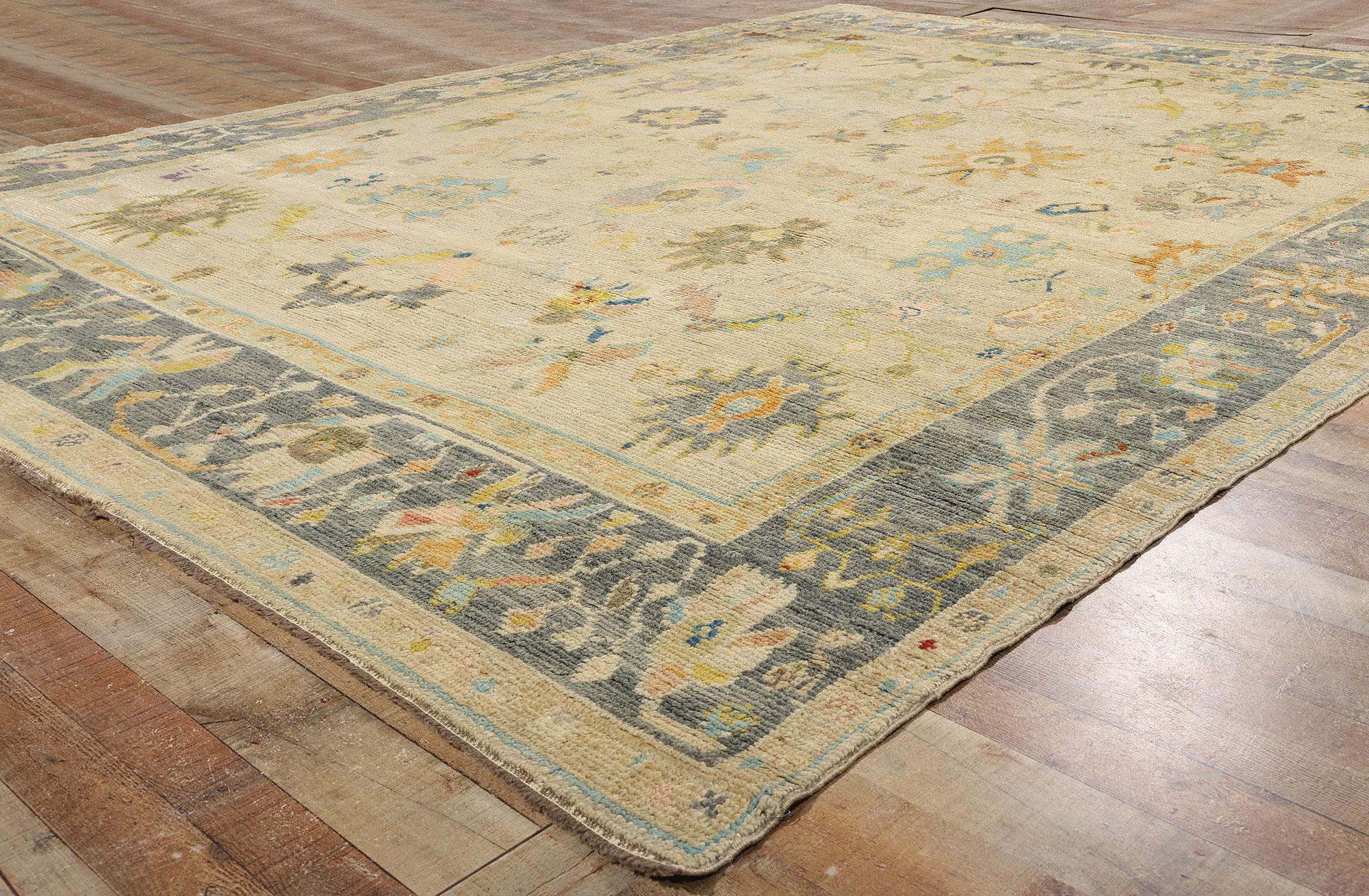 Wool New Colorful Turkish Oushak Carpet with Modern Style For Sale