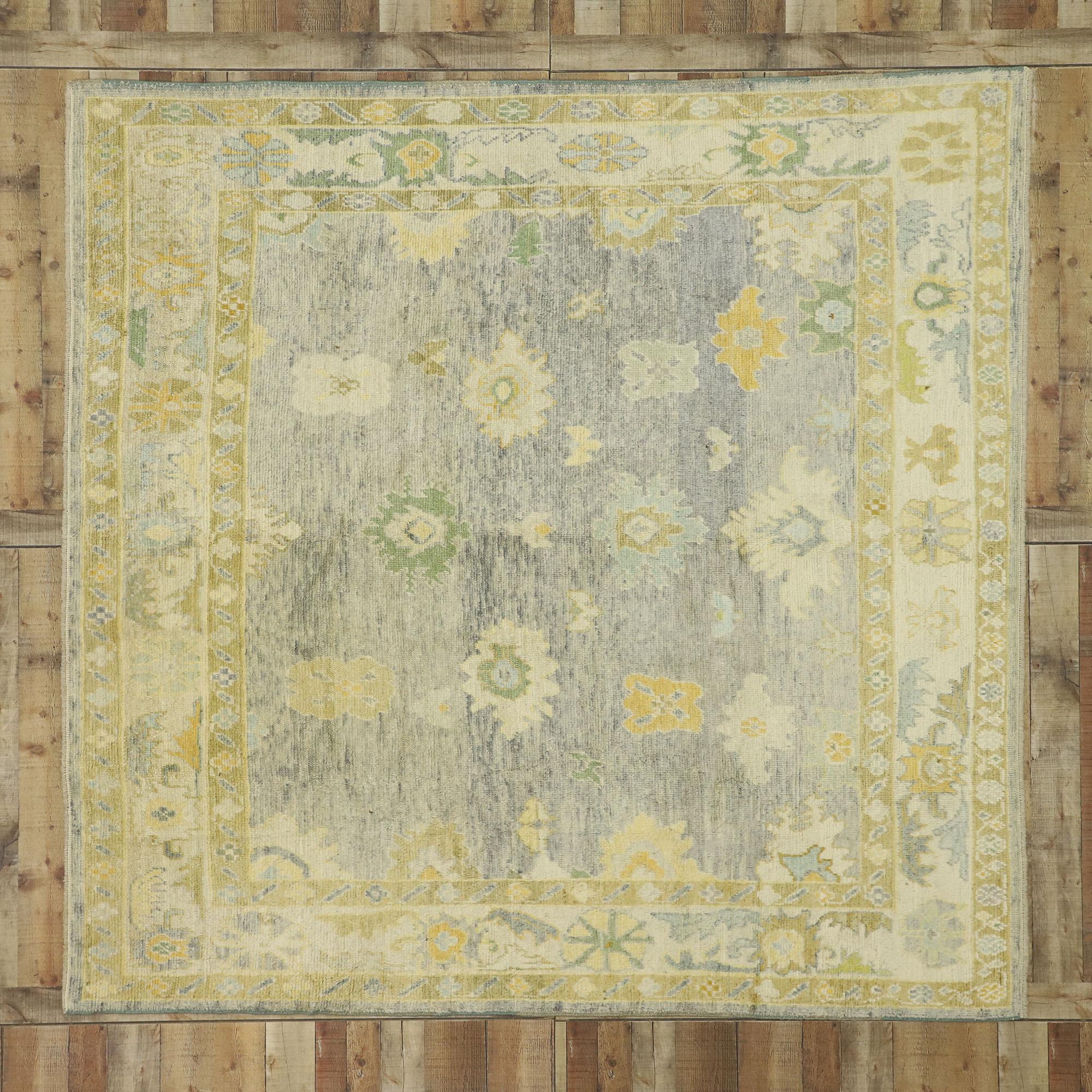Contemporary Turkish Oushak Rug with Pastel Colors and French Transitional Style For Sale 3