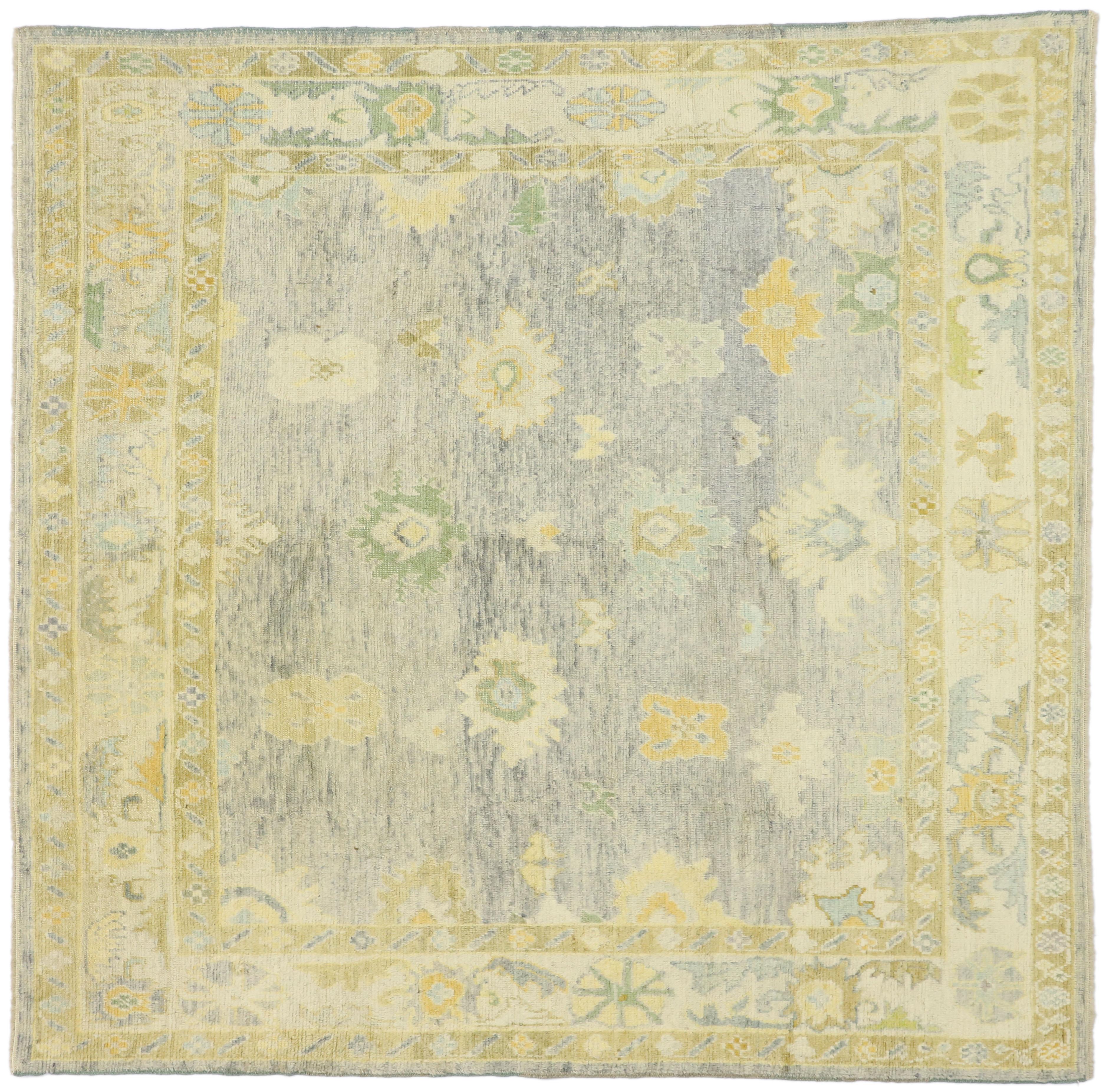 Contemporary Turkish Oushak Rug with Pastel Colors and French Transitional Style For Sale 4