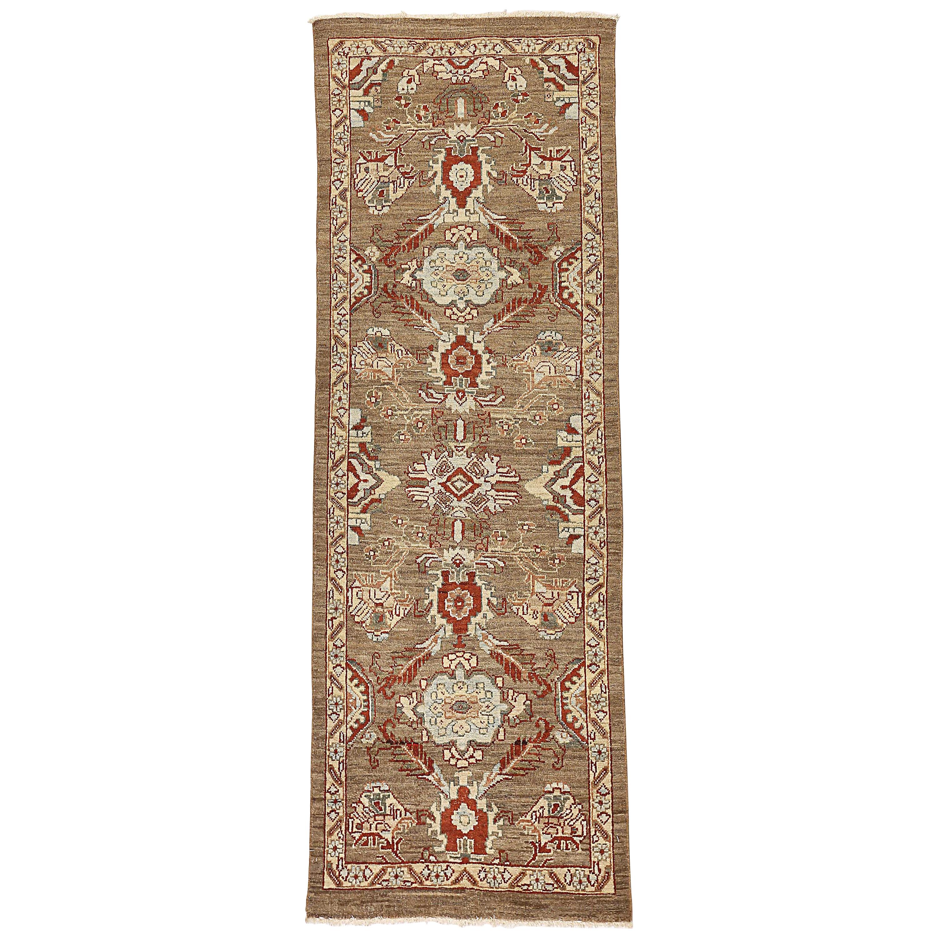 Contemporary Turkish Oushak Rug with Red and Blue Floral Details For Sale