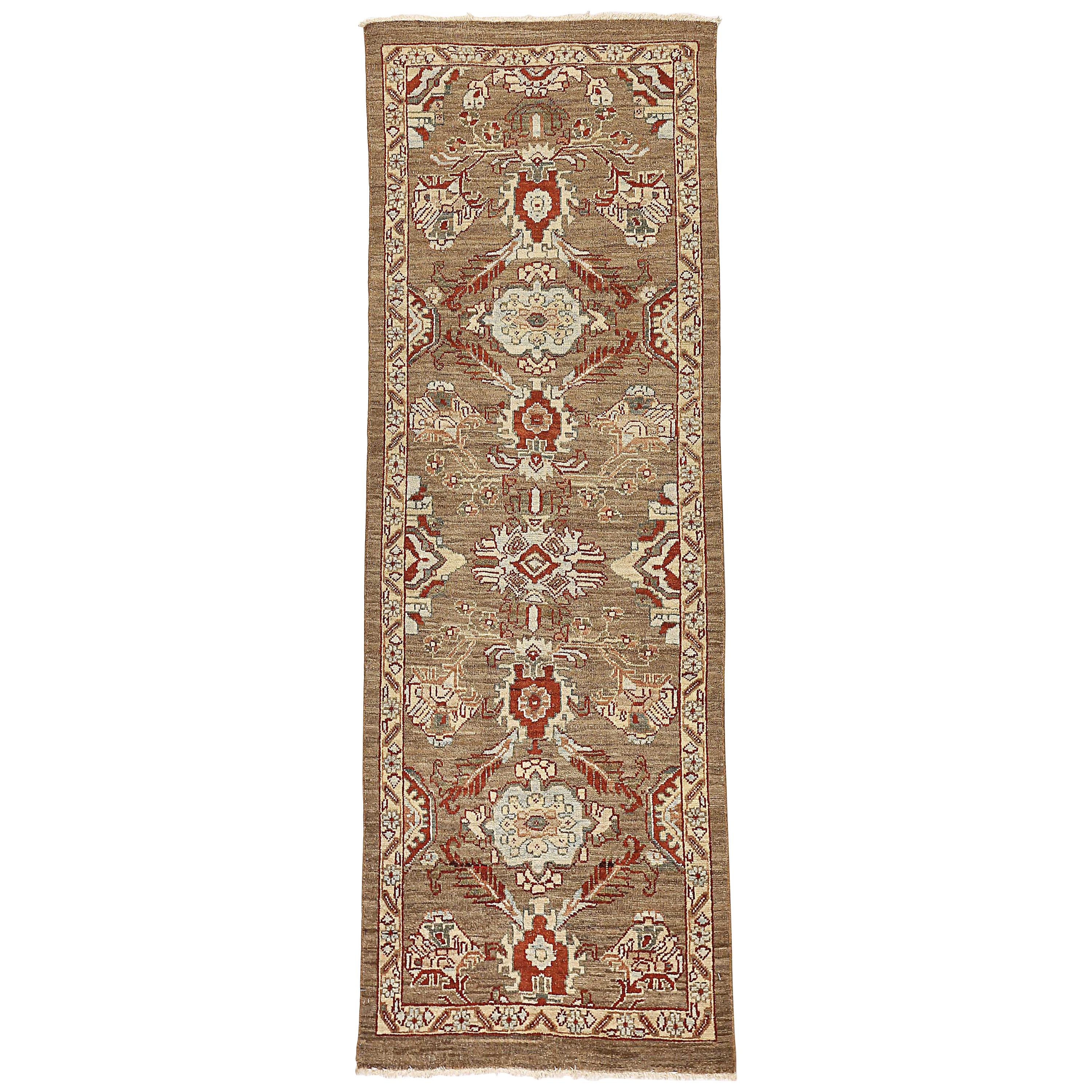 Tapis contemporain turc Oushak avec détails floraux rouges et bleus en vente