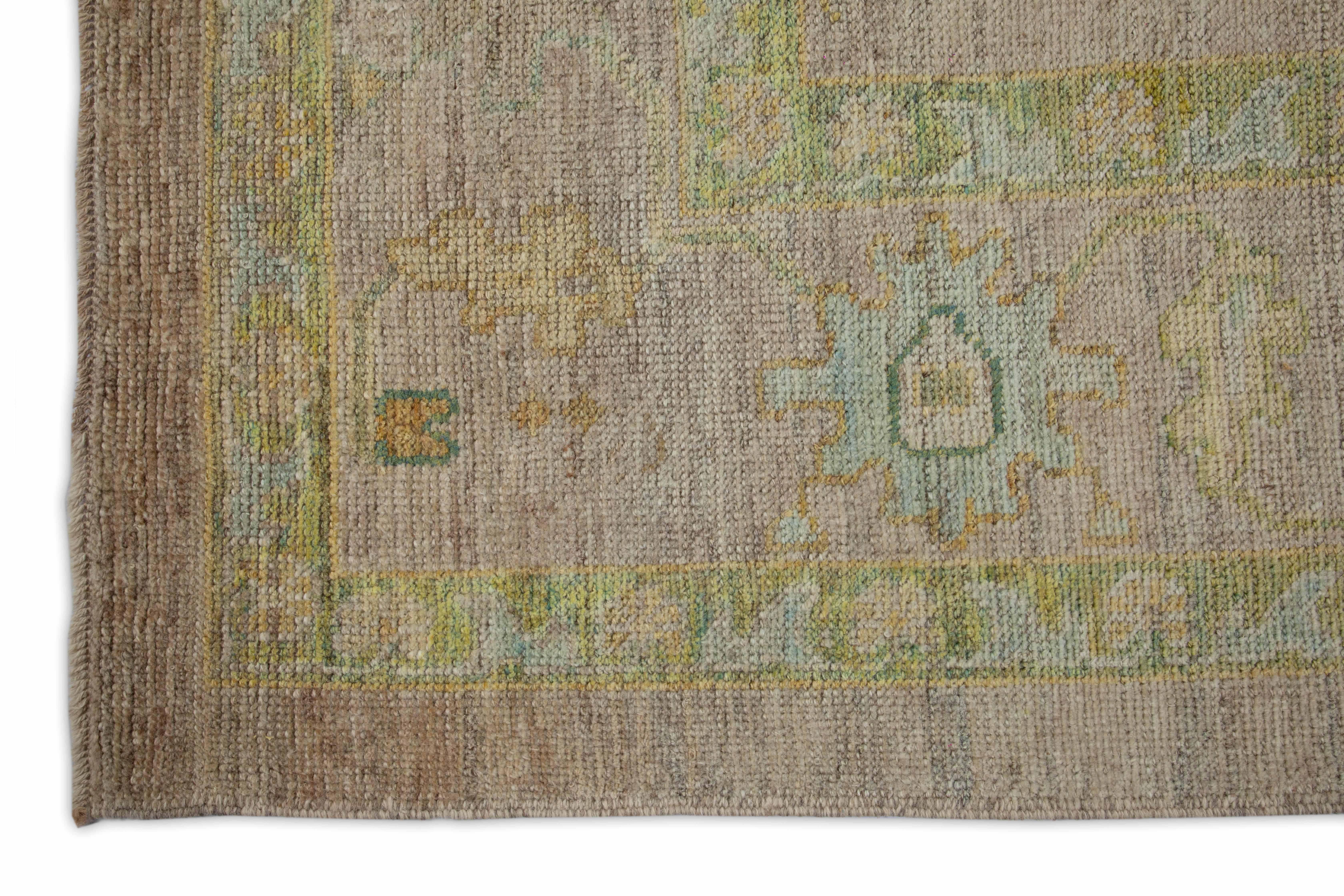 Persian Contemporary Turkish Oushak Rug with Scattered Multicolored Floral Details For Sale