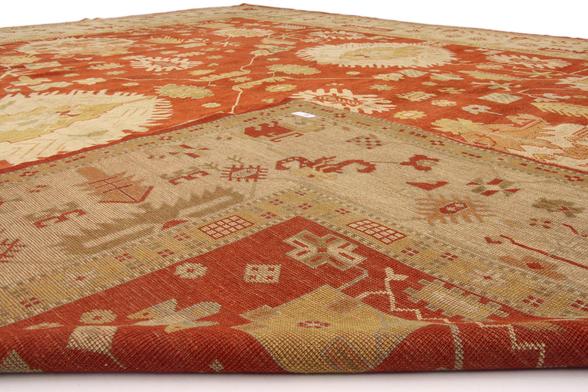 New Contemporary Red Turkish Oushak Rug, 13'04 X 15'02 For Sale 4