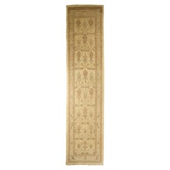 Contemporary Turkish Oushak Runner Rug Ideal for Staircases & Long Hallways