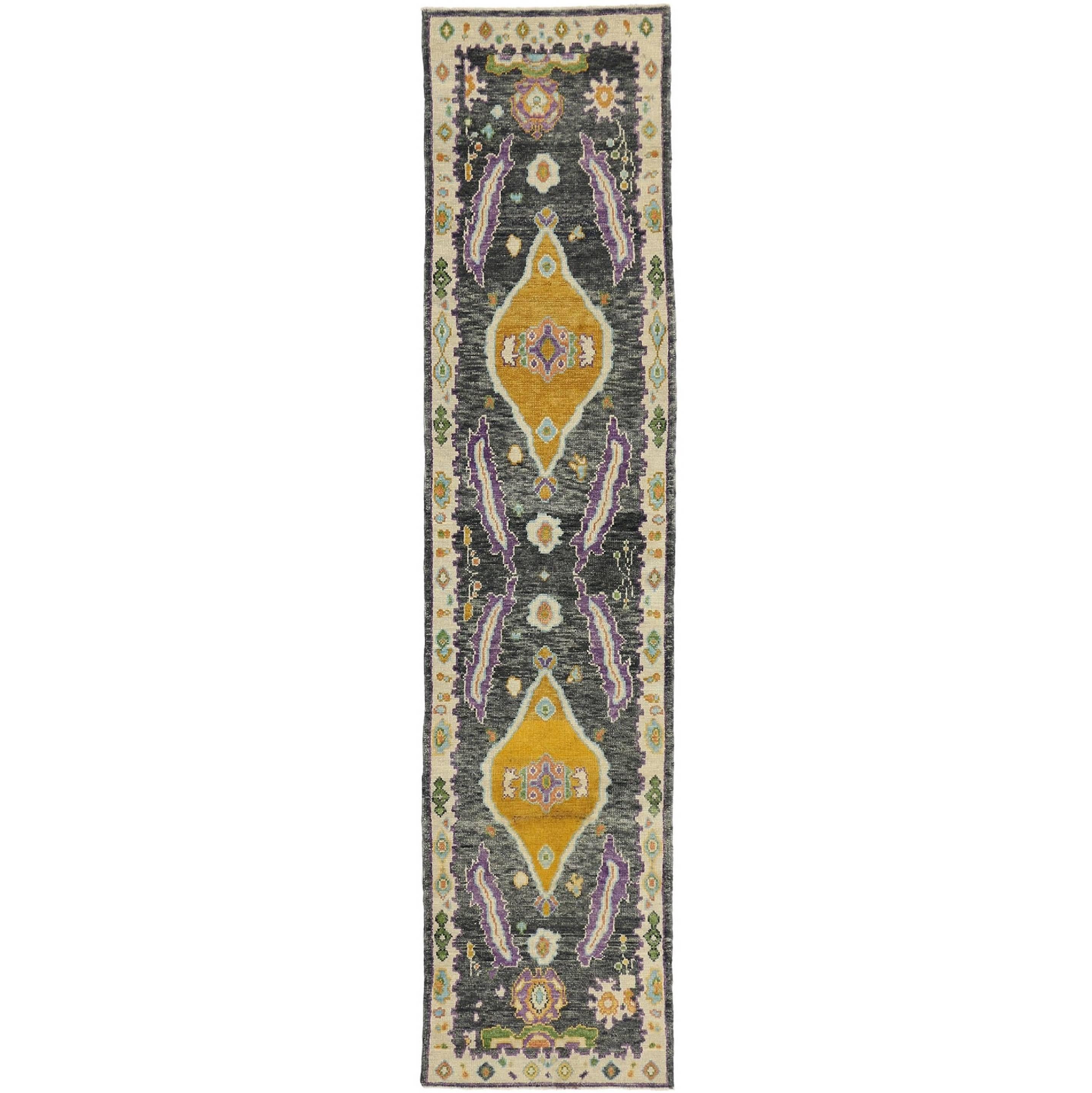 Contemporary Turkish Oushak Runner with Modern Eclectic Style