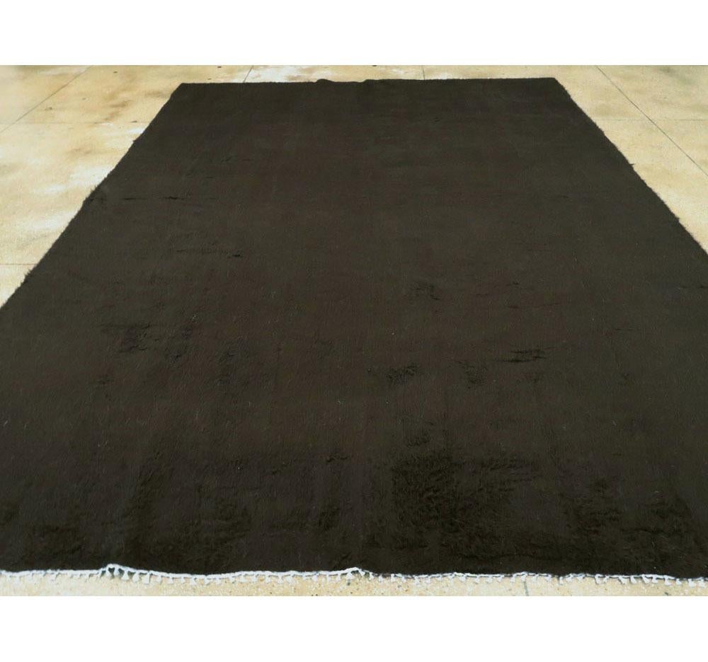 Mohair Contemporary Turkish Room Size Carpet in a Dark Brown to Black Minimalist Design For Sale