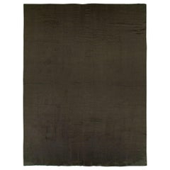 Tapis turc contemporain de taille normale dans un design minimaliste de brun foncé à noir